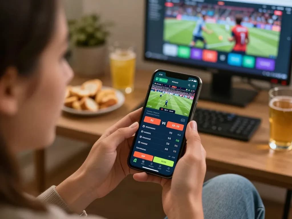 Engaging in live sports betting with sunwinapk on smartphone in a cozy setting