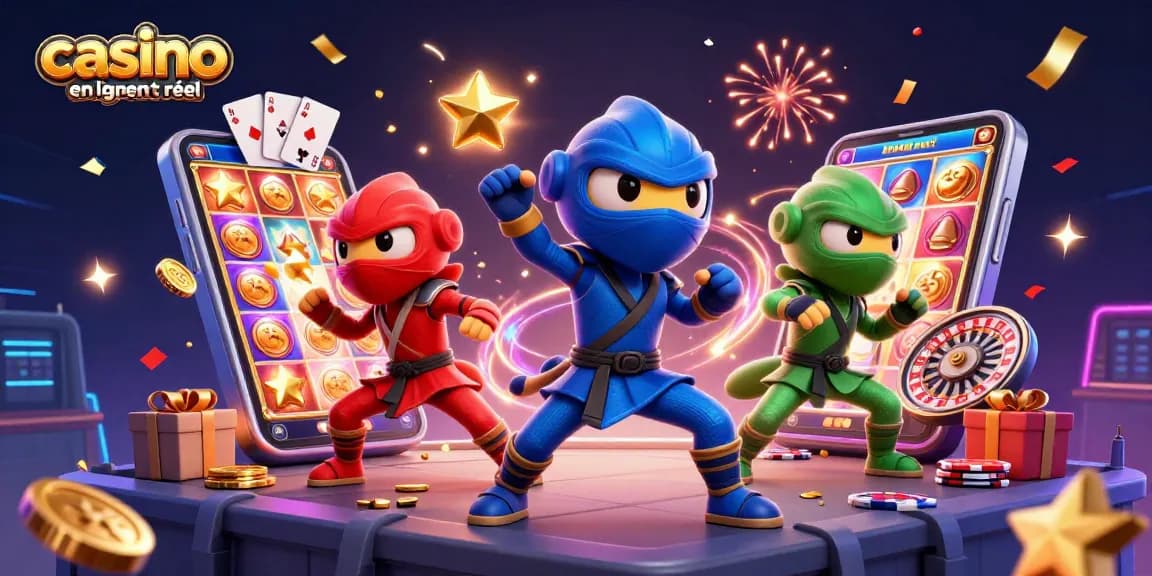 Jouez avec le casino en ligne argent réel et découvrez des jeux captivants dans une illustration vibrante.