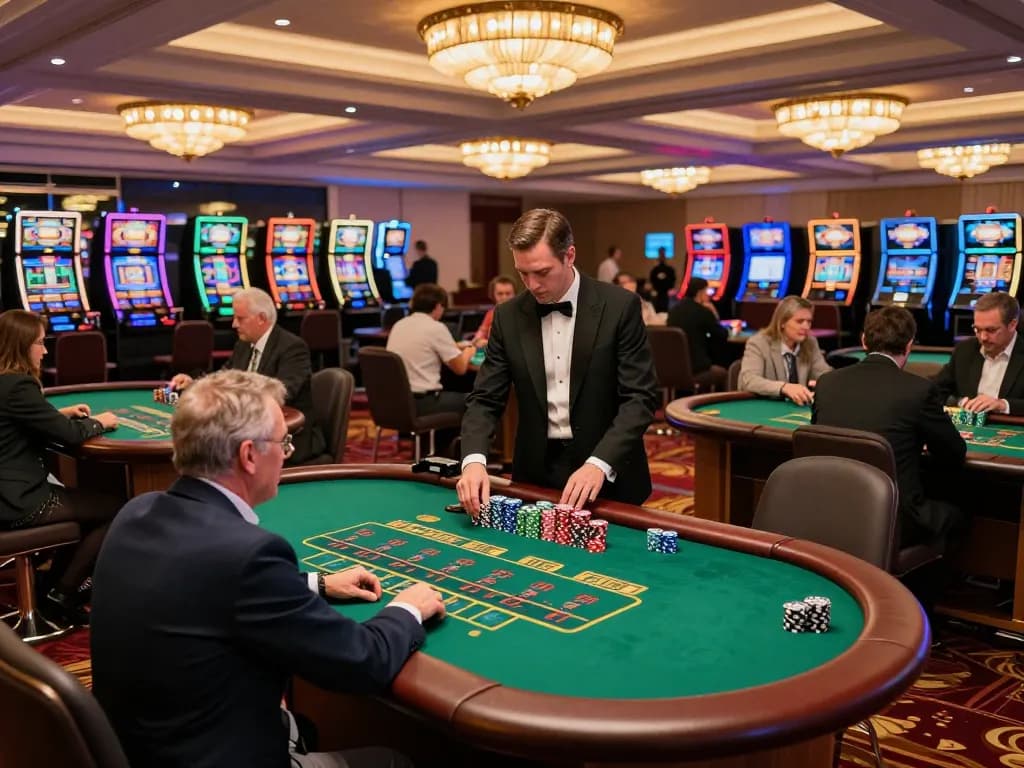Players enjoying dynamic gameplay at LC 88 blackjack tables in a vibrant casino atmosphere