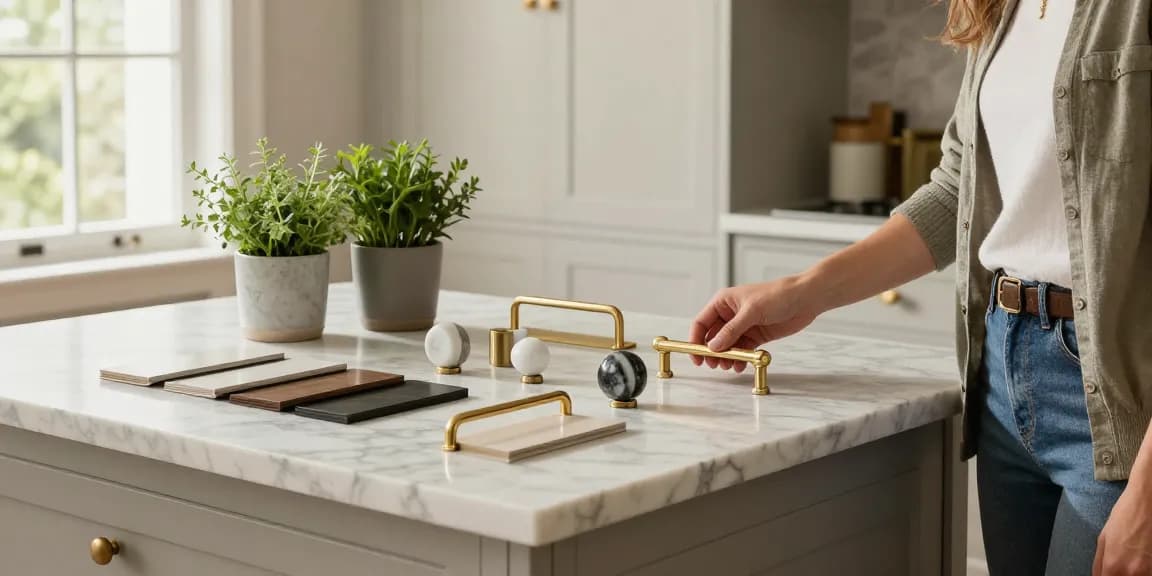 Luxurious handles showcased in a modern kitchen, highlighting quality and design.