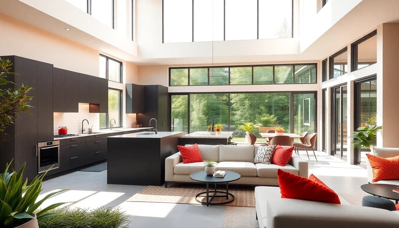 Natick Next Generation Remodel featuring a modern kitchen and living space with bright natural lighting.