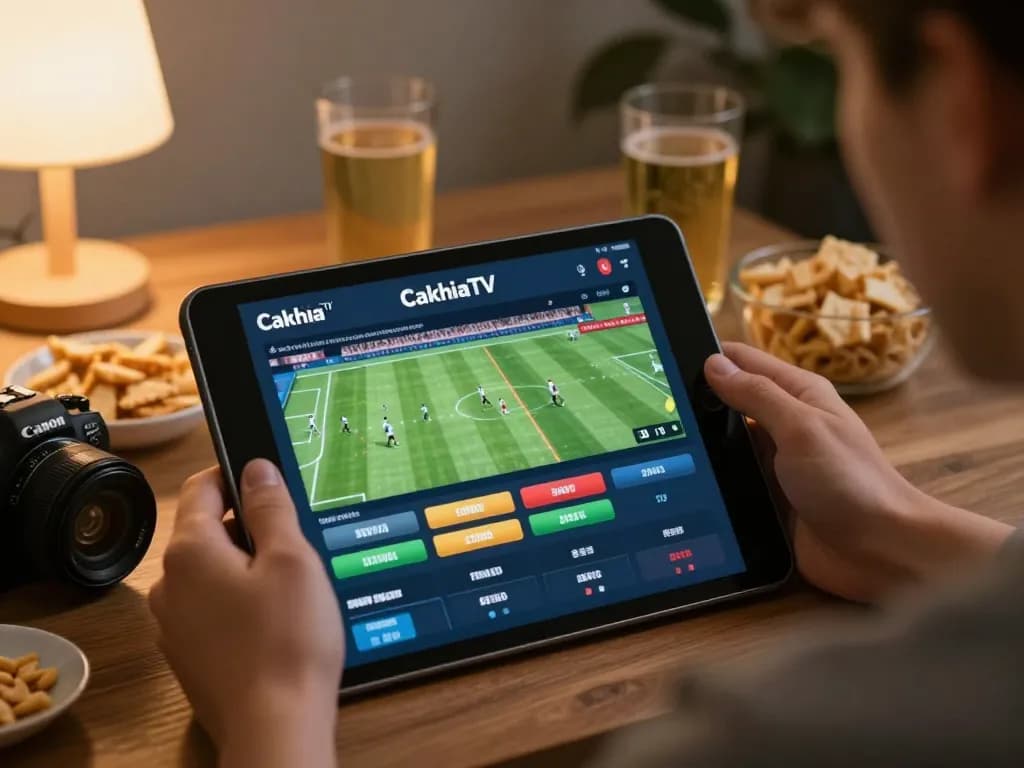 Engaging in sports betting on https://nddo.org with live match odds displayed on tablet, cozy setup.