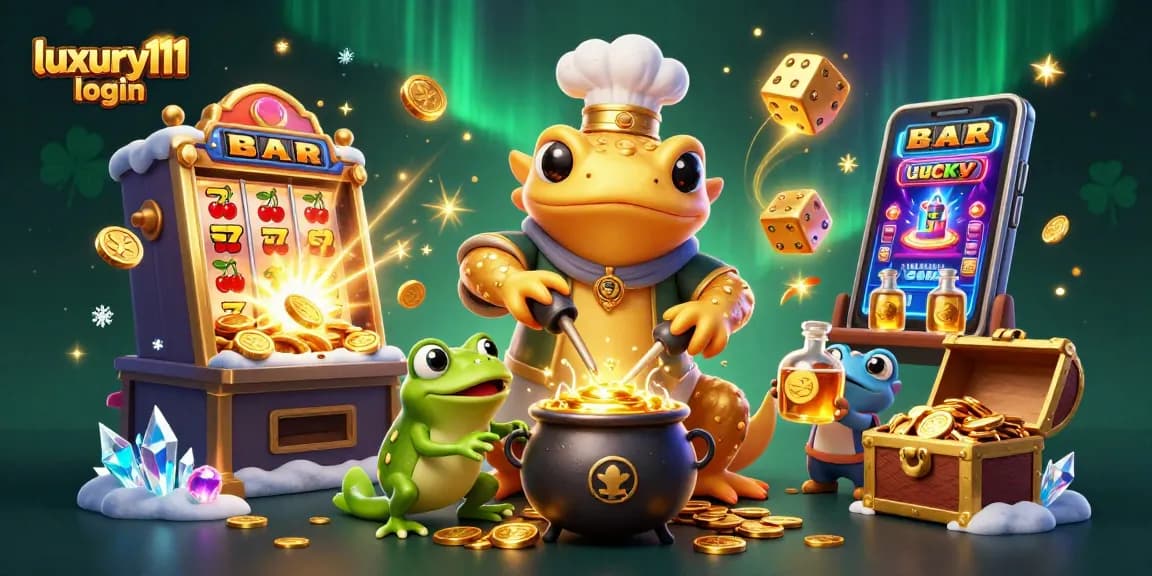 Engage with luxury111 login for premium casino experiences, featuring vibrant 3D alchemist scene.