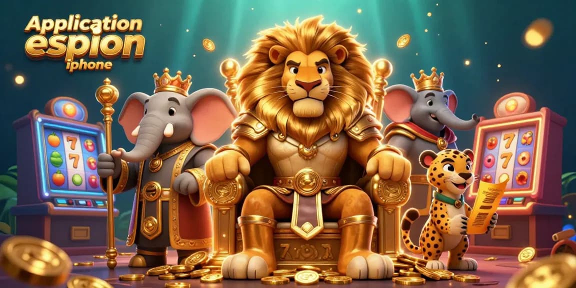 Découvrez une scène de jeu animée avec l'élément clé "application espion iphone", où le roi lion aux armures royales et ses alliés symbolisent le monde fascinant des jeux de casino.