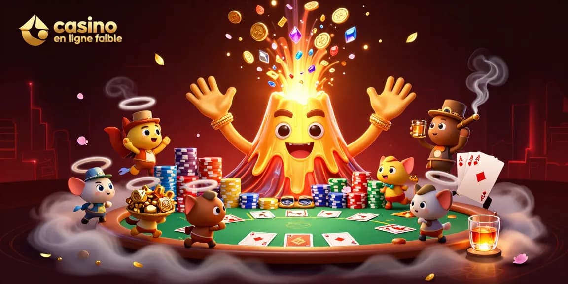 Participez à l'action d'un casino en ligne fiable avec un volcan doré éruptif et des trésors en fuite.