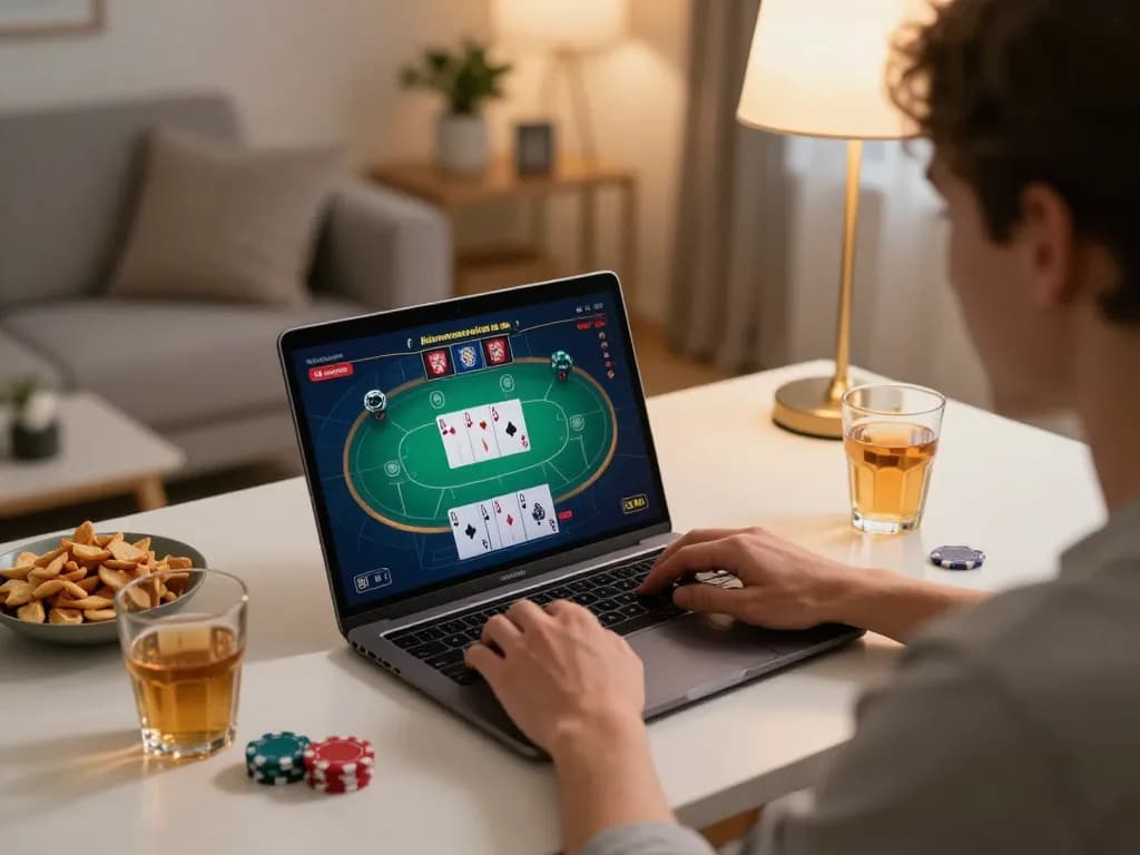 Engaging in online casino gameplay at home with casinò online italiani non aams on screen.