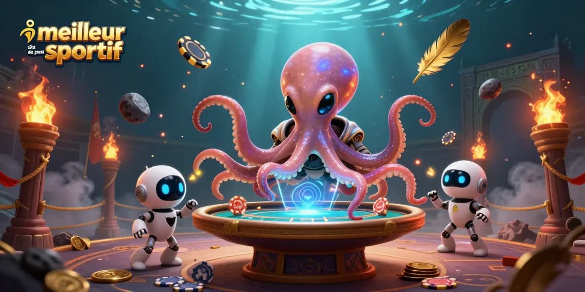 Jouez sur le meilleur site de paris sportif avec notre pieuvre extraterrestre, robot et tables de jeu scintillantes.