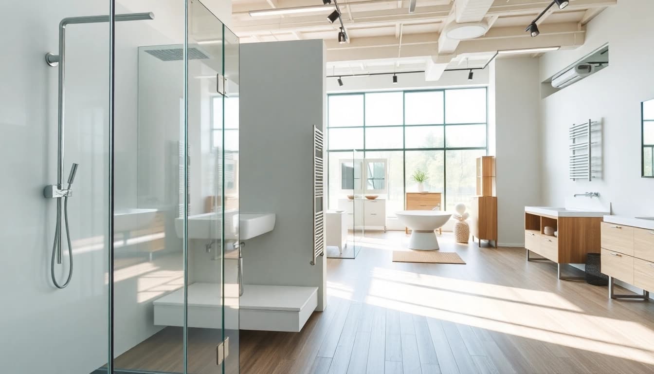 Sonni sanitär GmbH präsentiert moderne Badezimmerprodukte in einem stilvollen Showroom.