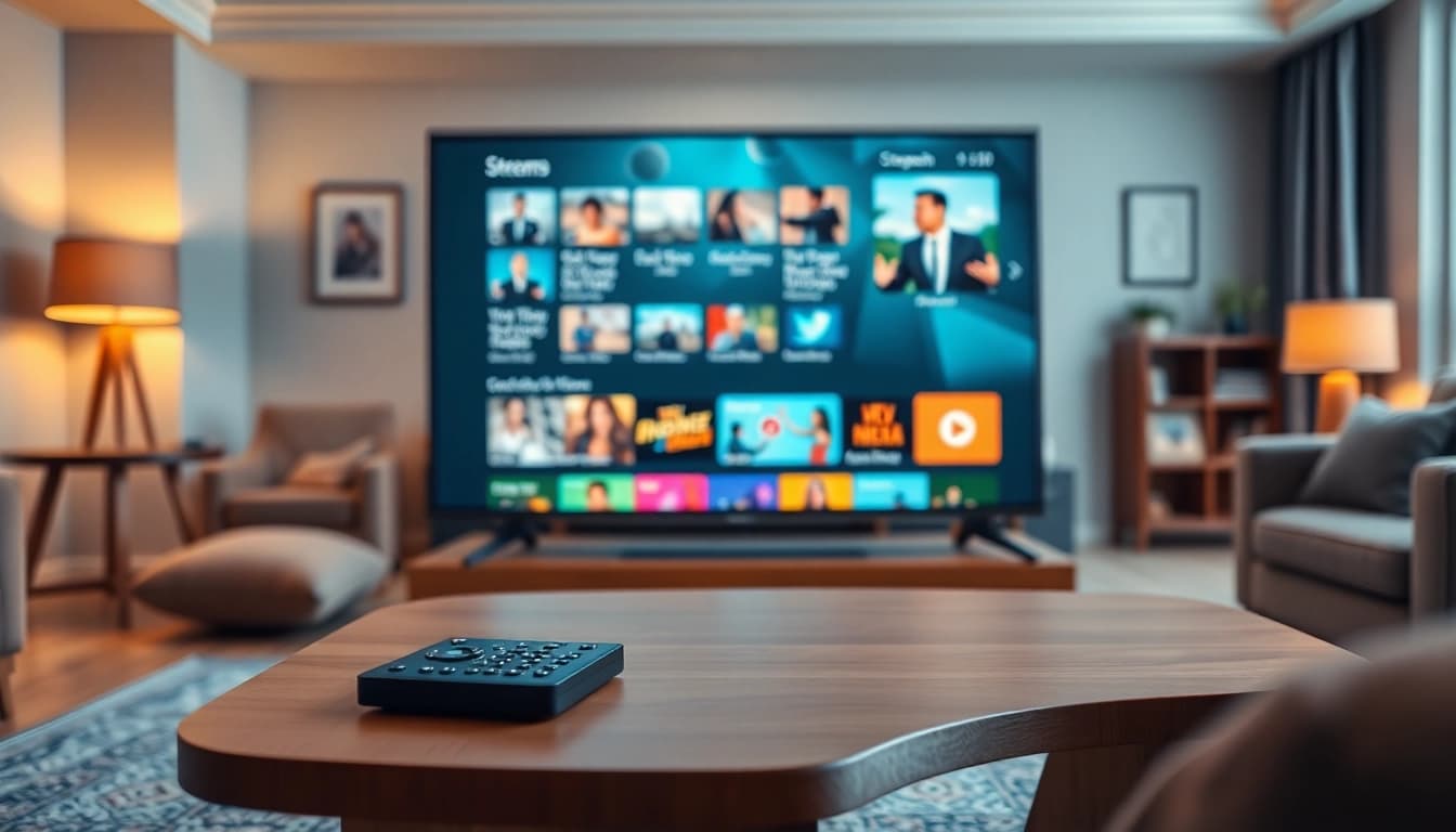 Engage with iron tv's streaming options in a modern living room setting.