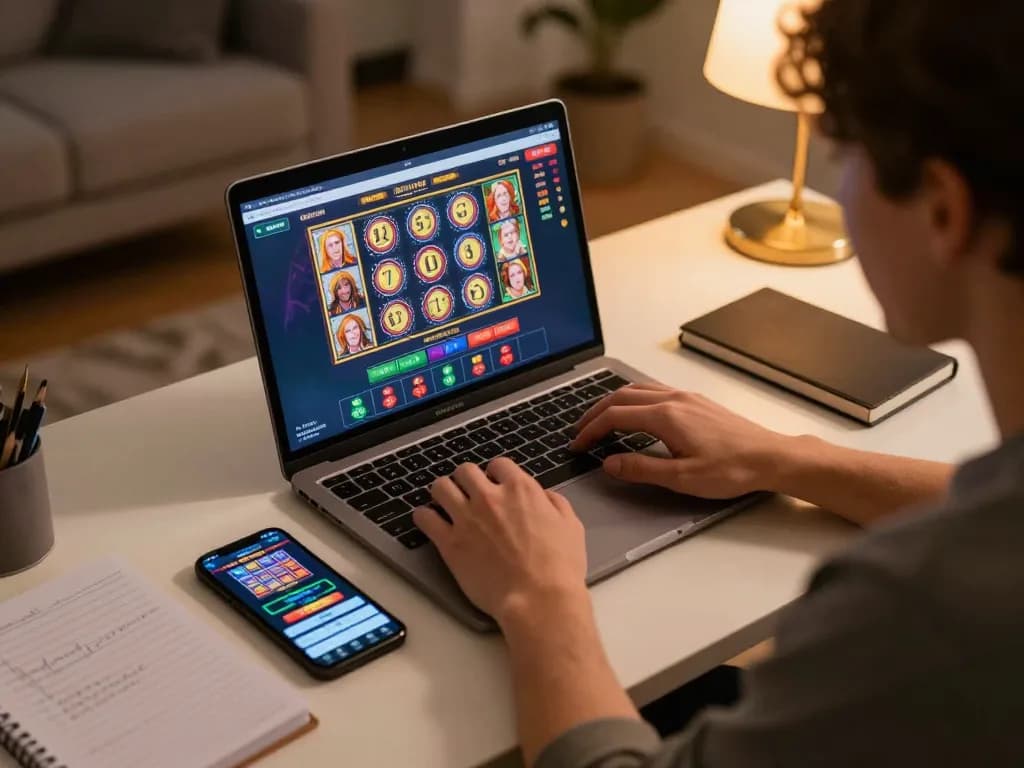 Engaging with casino europei online through an interactive gaming setup at home, showcasing strategy and fun