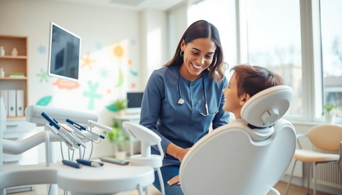 Edmonton orthodontist engaging with a patient in a welcoming clinic environment.