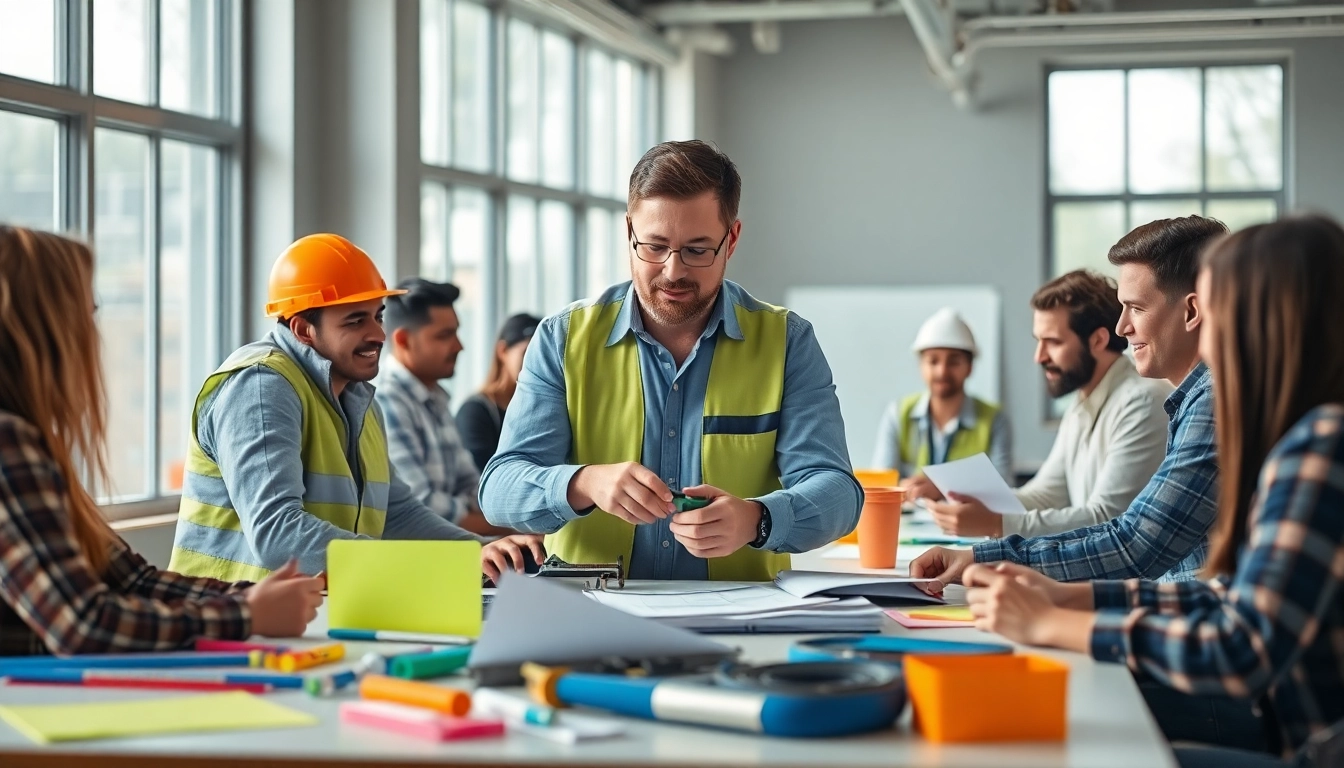 Engaged students in construction training programs actively learning in a modern classroom.