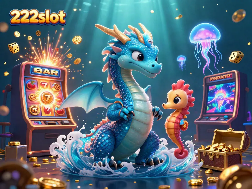Slot jackpot dengan naga air 222slot yang megah dan pahlawan kuda laut di antara harta karun
