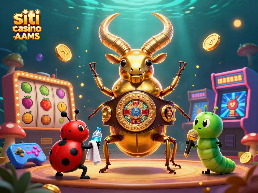 Scopri i migliori siti casino non AAMS con un'immagine vivace di un insetto dorato in un contesto di gioco emozionante.