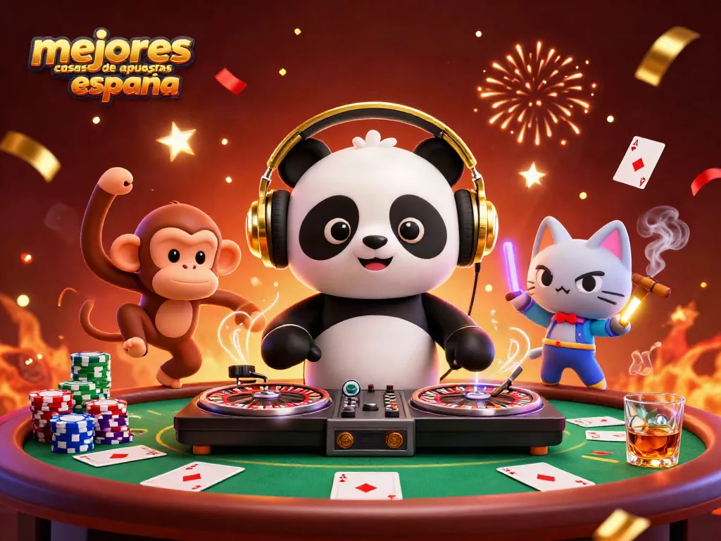 Disfruta de las mejores casas de apuestas en España con un DJ panda y un mono en la fiesta