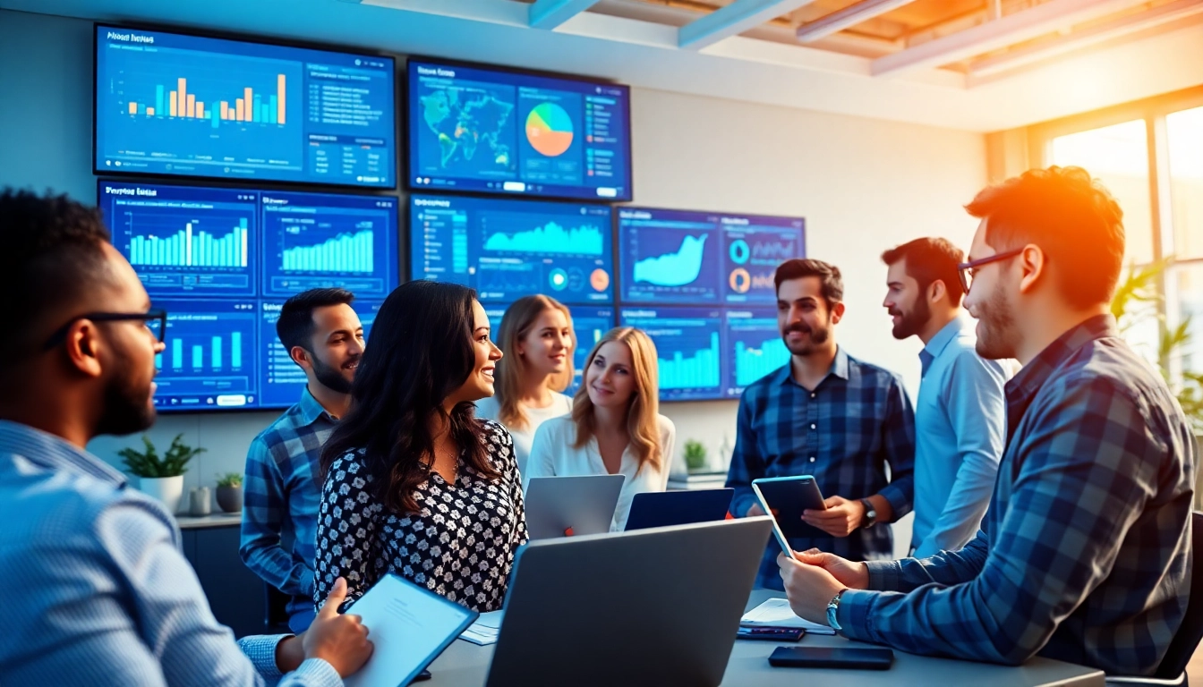 Enhance collaboration with an AI assistant for enterprise teams portrayed in a dynamic office setting.