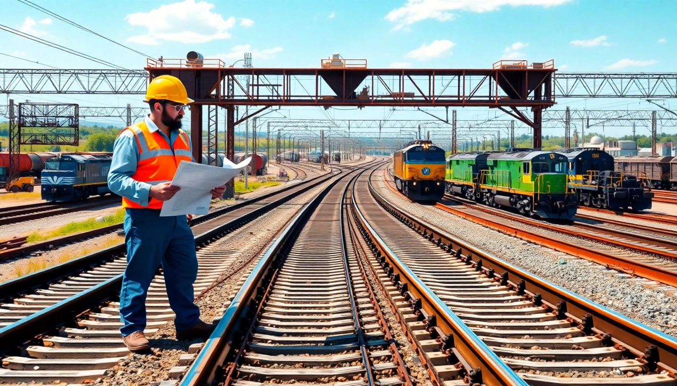 Engineers reviewing north american rail solutions designs highlighting efficient railway operations.