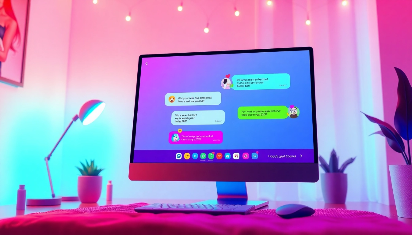 Porn chat platform illustration showcasing a vibrant digital chat environment with engaging interface elements.