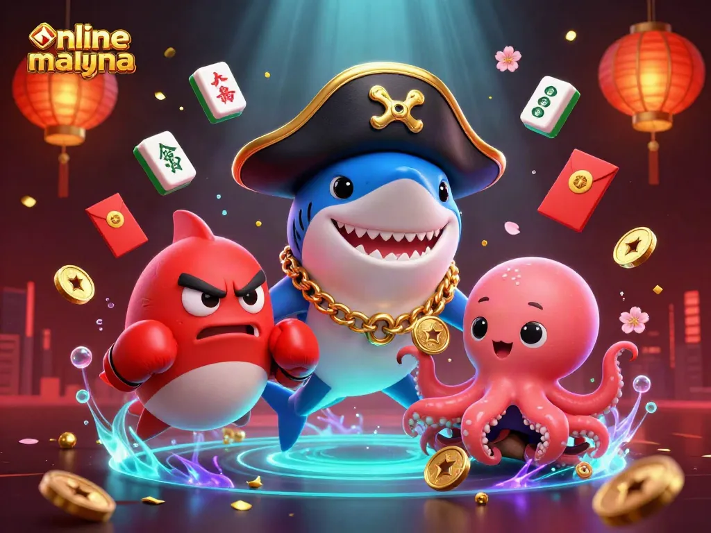 Join the excitement at an online casino Malaysia with vibrant characters amidst festive gaming elements.