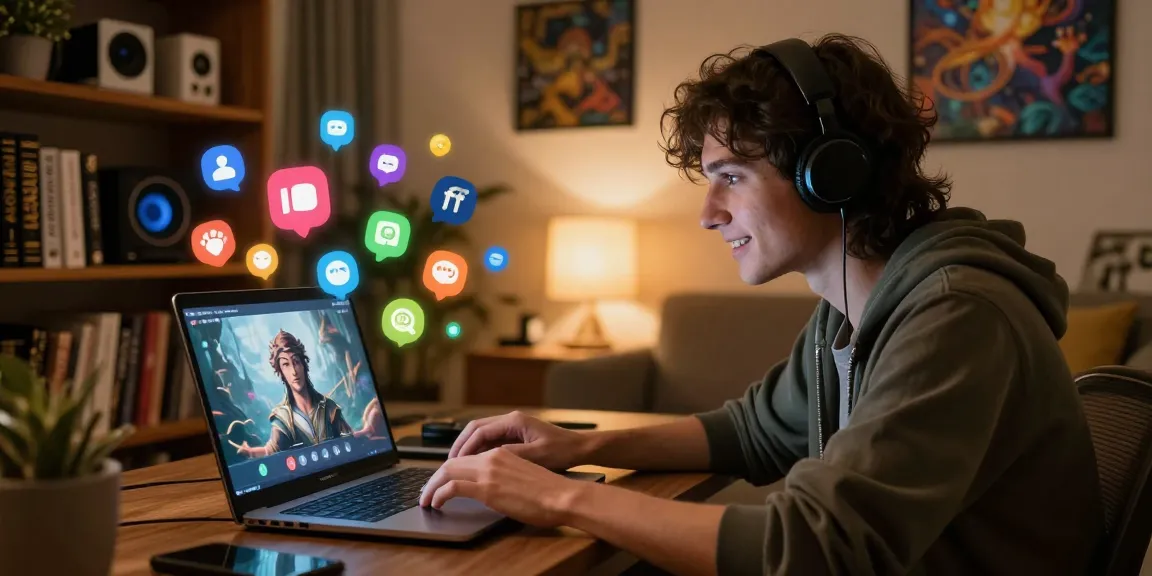 Interactive NSFW AI chat scene with engaging character on laptop.