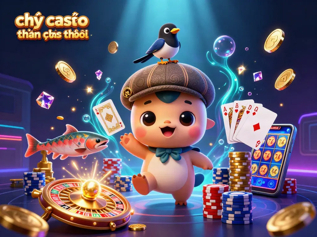Chơi casino trực tuyến trên điện thoại với hình ảnh vui nhộn và sống động, thể hiện sự hấp dẫn của các trò chơi.