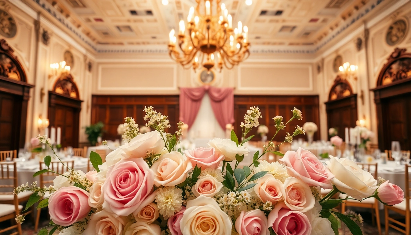 Beautiful setup at a Jacksonville Wedding Venue with elegant decorations and floral arrangements.