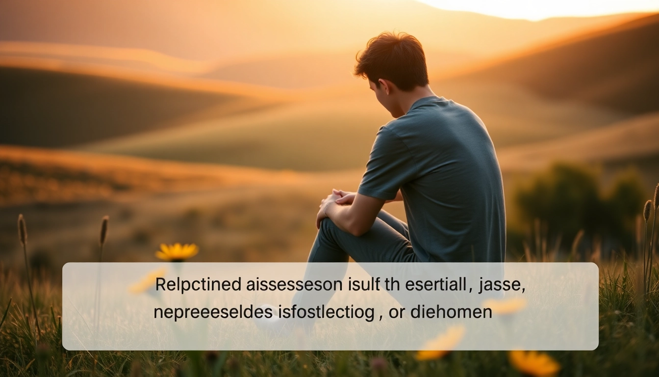 Analyze depression symptoms through a serene figure in nature, promoting reflection and healing.