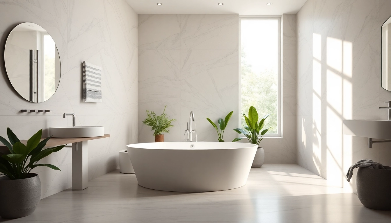 Explore stunning bathroom renovation near me showcasing elegant design elements and modern aesthetics.