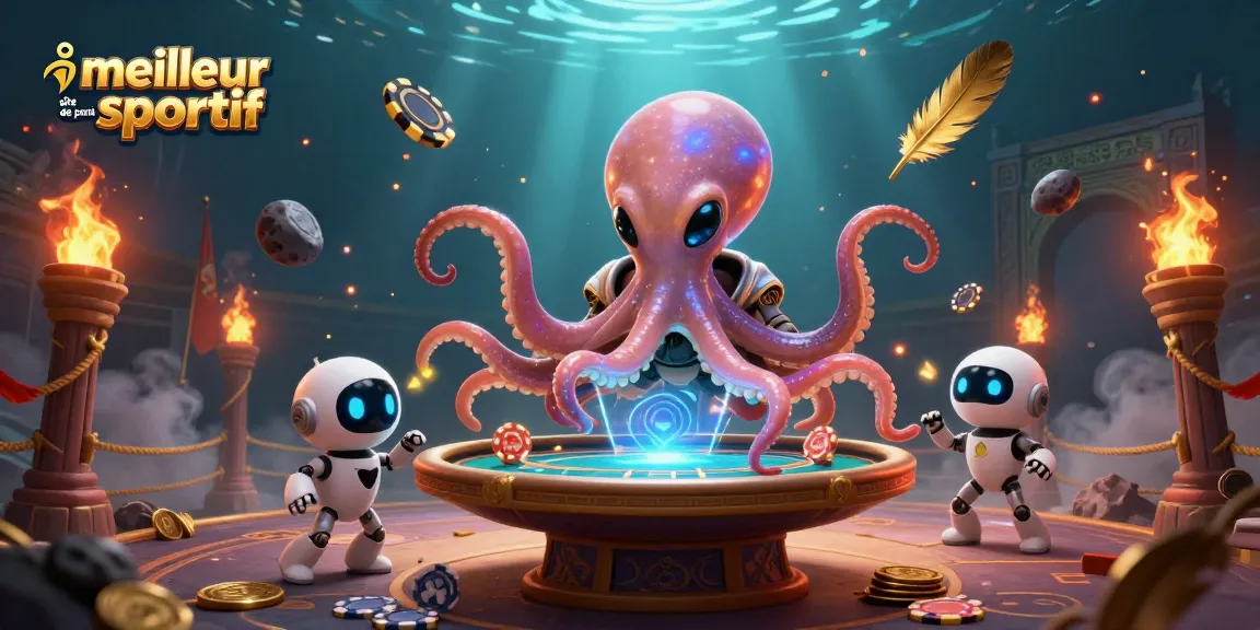 Jouez sur le meilleur site de paris sportif avec notre pieuvre extraterrestre, robot et tables de jeu scintillantes.