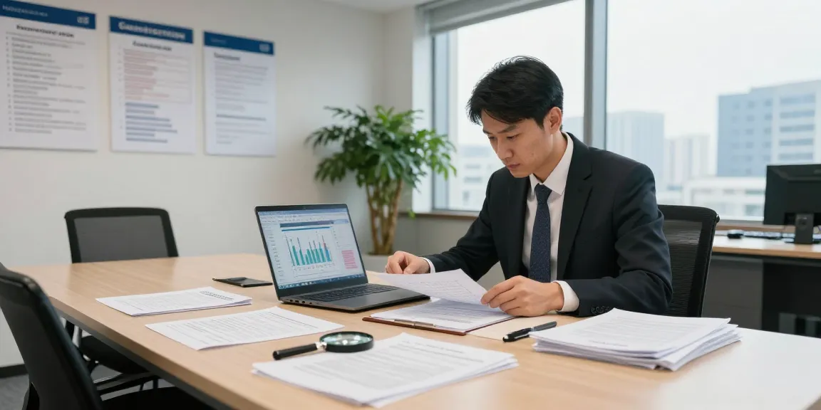 Ruang kerja profesional auditor forensik aafikotasurabaya.org dengan dokumen analisa dan perangkat audit.