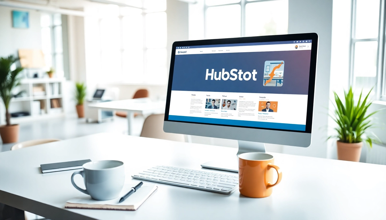 Engaging workspace visual featuring hubspot free tools in action on a computer screen.