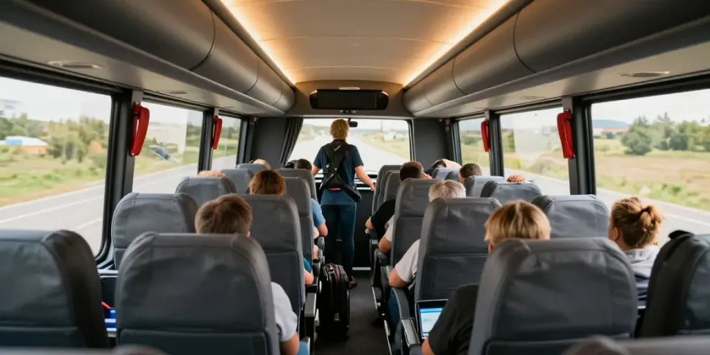 Autocar Chișinău Europa, călători confortabil în autocar modern, pregătindu-se pentru o călătorie europeană.