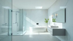 Präsentation von Produkten der sonni sanitär GmbH in modernem Badezimmer-Design.