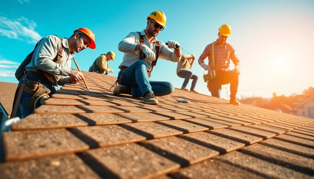 Professional roofing services team conducting a thorough roof inspection on a residential home.