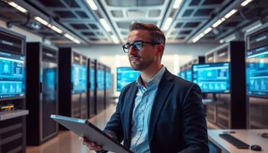 Showcasing the best MSP for virtualization and storage in a modern office with advanced technology.