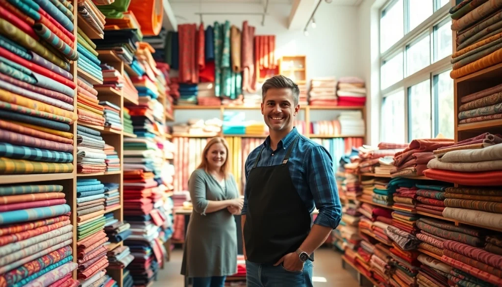 Bezoek de stoffenwinkel en ontdek een kleurrijke verzameling stoffen en materialen.