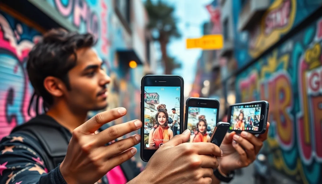 Showcasing paid links for Instagram creators in an urban creative setting with vibrant colors.