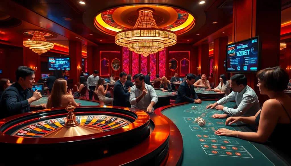 Experience the excitement of online gaming with ink vao 12bet amidst a stunning casino backdrop.