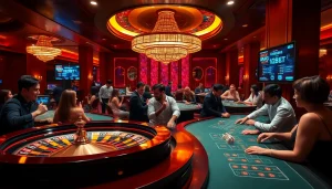 Experience the excitement of online gaming with ink vao 12bet amidst a stunning casino backdrop.