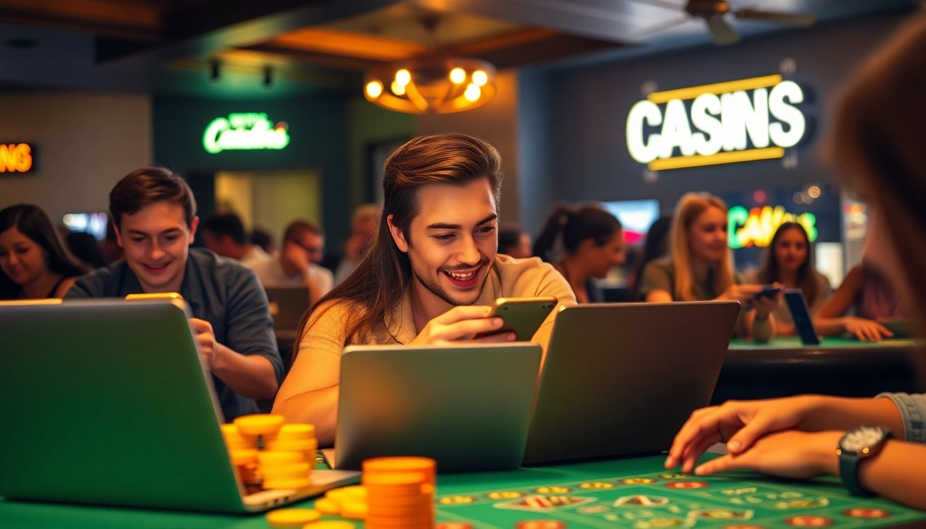 Experience the thrill of online casino Saskatchewan with friends enjoying various games.