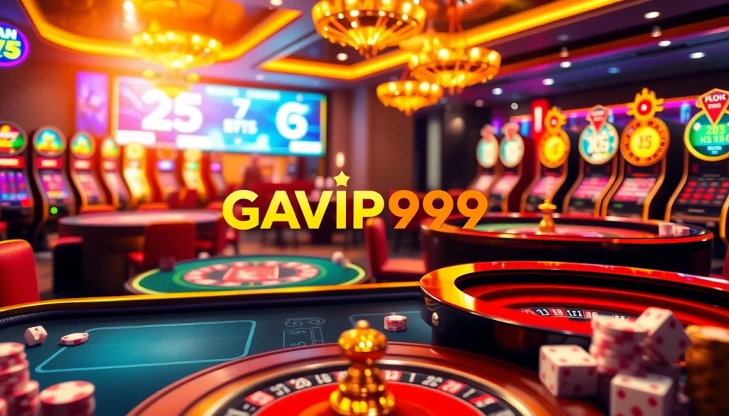 GAVIP999 offers an exciting online gambling experience with vibrant casino elements and luxurious visuals.