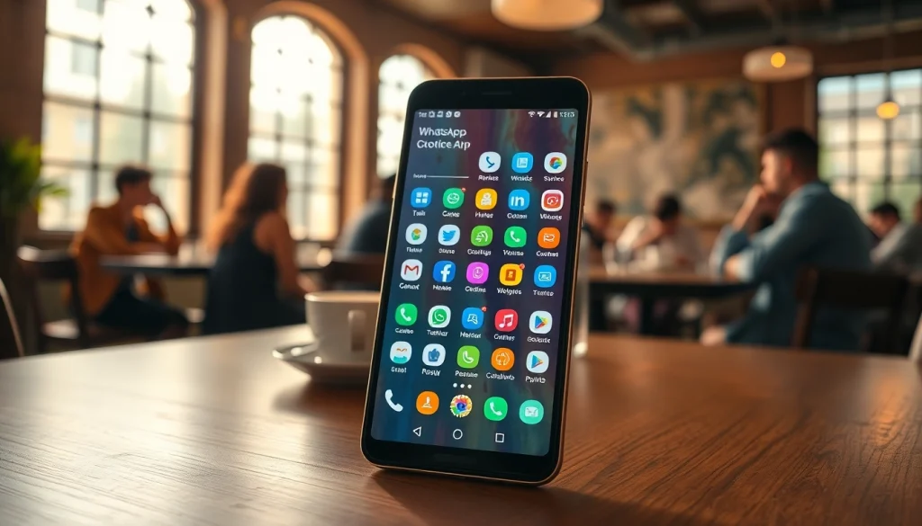 Experience the features of GB WhatsApp APK on a modern smartphone in a cozy environment.