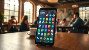 Experience the features of GB WhatsApp APK on a modern smartphone in a cozy environment.