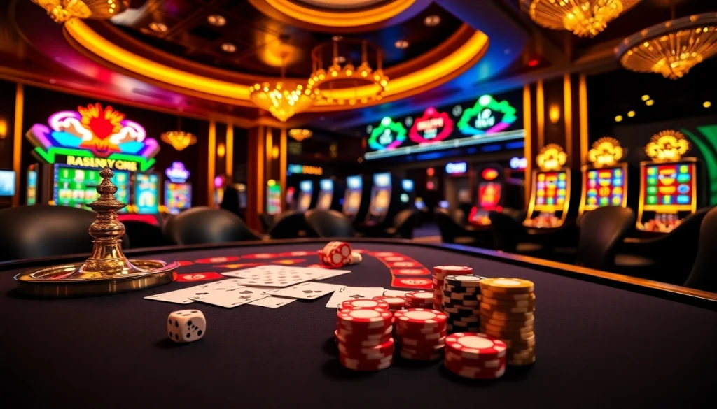 A thrilling scene from Trang chủ 789P showcasing a lively casino table bustling with cards and chips.