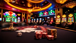 A thrilling scene from Trang chủ 789P showcasing a lively casino table bustling with cards and chips.