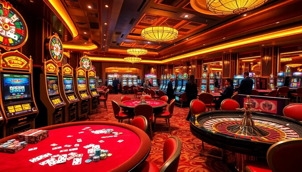 Experience idnslot gaming excitement with vibrant slot machines and casino tables.