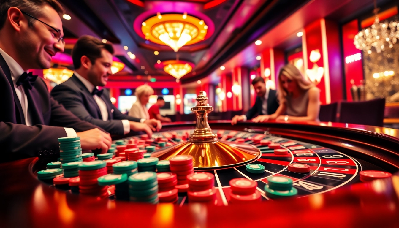 Engaging roulette table scene representing reddit csgo gambling sites with colorful chips and excited players.