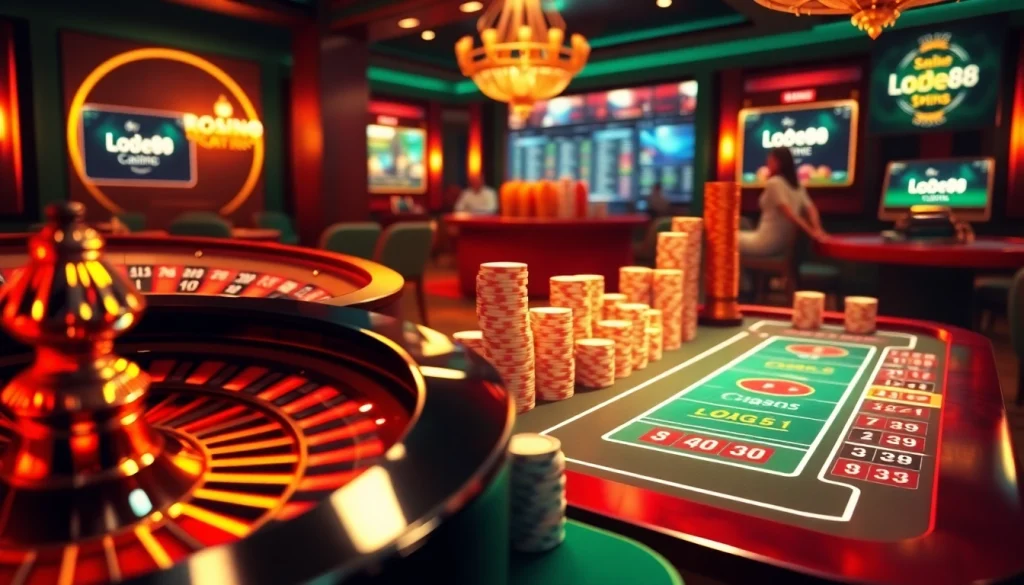 Engage in thrilling online gambling at https://lode88uk.com/ with vibrant casino visuals and professional gaming elements.