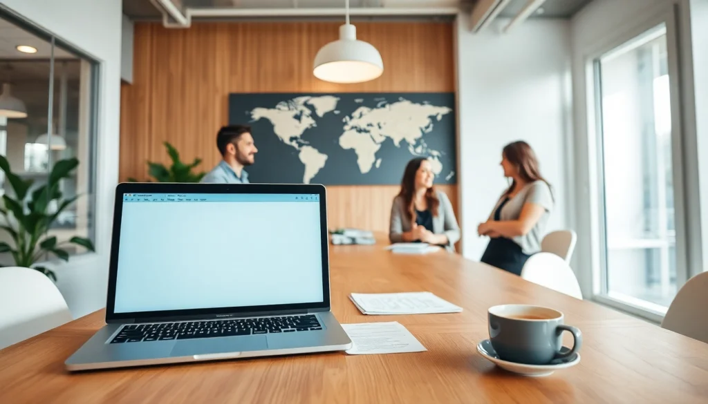 Migration agent in Australia office scene showcasing friendly consultation and professional service.