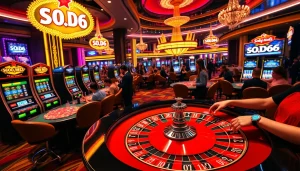 Players enjoying a thrilling game at SODO66 casino's roulette table with vibrant lights.